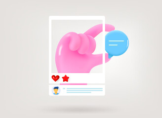 Poster - Internet message with hand. Chatting concept. 3d vector concept