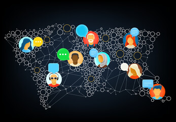 Aufkleber - Social media abstract network scheme. 3D vector illustration