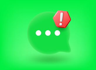 Poster - Chat bubble with exclamation point. Vector 3d illustration
