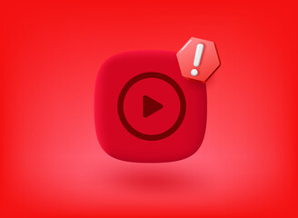 Poster - Multimedia player app icon with exclamation point pictogram. Vector 3d illustration