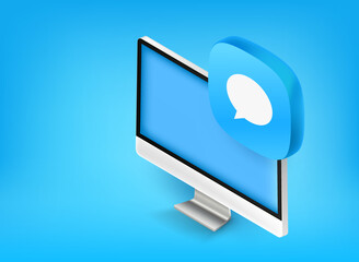Poster - Communication via computer. Learning concept. 3d vector illustration