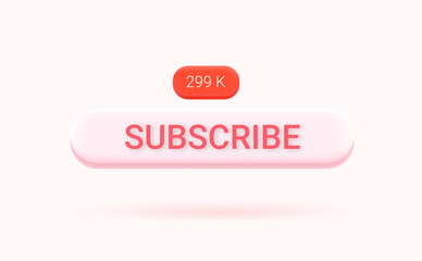 Poster - Social media subscribe button. 3d vector illustration
