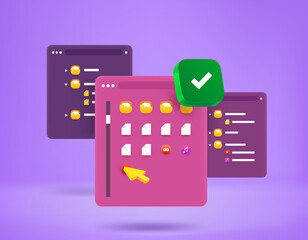 Aufkleber - Selected folder on computer. 3d vector concept