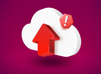 Poster - Uploading icon with stop sign. 3d vector illustration