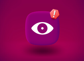 Poster - Eye icon with stop sign. 3d vector illustration