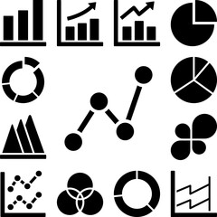Poster - Chart graph diagram line icon in a collection with other items