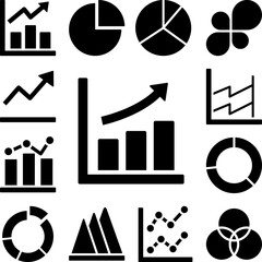 Poster - Chart arrow up graph bar histograms icon in a collection with other items