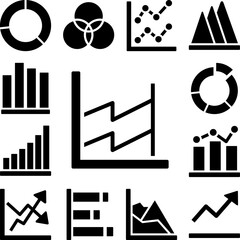 Poster - Chart graph diagram line icon in a collection with other items