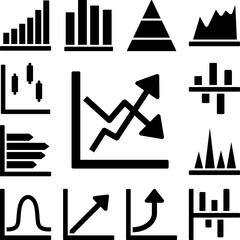 Poster - Chart arrow icon in a collection with other items