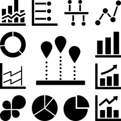 Poster - Chart pin icon in a collection with other items