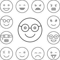 Poster - Nerd, sunglasses, emotions icon in a collection with other items