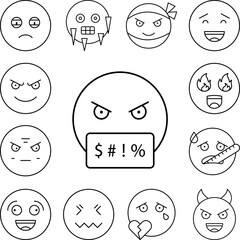 Sticker - Cursing, emotions icon in a collection with other items