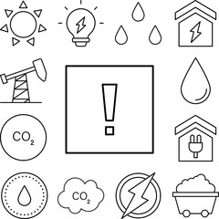 Poster - warning, energy icon in a collection with other items