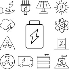 Poster - Battery, energy icon in a collection with other items
