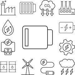 Poster - Battery, energy icon in a collection with other items