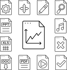 Poster - File, document, chart icon in a collection with other items