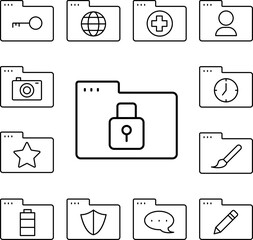 Poster - Folder lock icon in a collection with other items