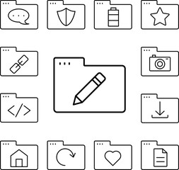 Poster - Folder pencil icon in a collection with other items