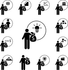 Poster - Investor, investing, idea icon in a collection with other items