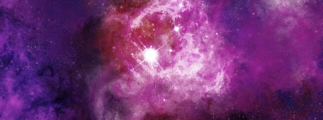 Wall Mural - Space background with realistic nebula and shining stars. Abstract scientific background with nebulae and stars in space. Nebula night starry sky in rainbow colors. Multicolor outer space.