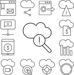 Poster - Cloud computing, exclamation mark, SEO icon in a collection with other items