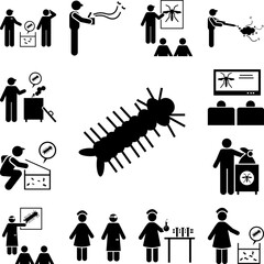 Aedes, fight, larvae, zika icon in a collection with other items