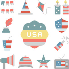 Poster - Signs USA flag icon in a collection with other items