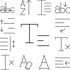 Poster - align, text, sign icon in a collection with other items