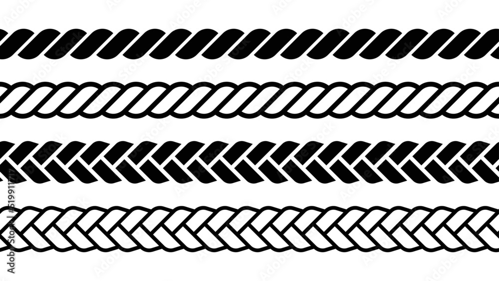 Rope brushes set. Rope seamless pattern vector illustration. Stock ...