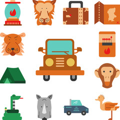 Poster - car, automobile icon in a collection with other items