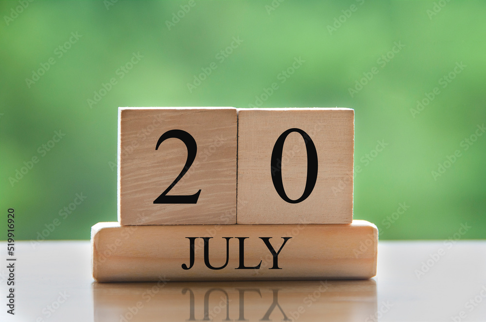 Photo Stock July 20 calendar date text on wooden blocks with ...