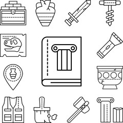 Poster - book, column icon in a collection with other items