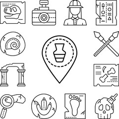Poster - location pin, vase icon in a collection with other items