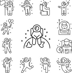 Poster - Cosmonaut, sitting, watch icon in a collection with other items
