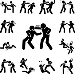 Poster - Attack men angry icon in a collection with other items