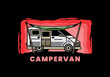 Van camper and flysheet illustration design