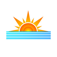 Wall Mural - Sun and sea logo, wave icon