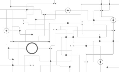 Wall Mural - Complex circuit board system connected dots and lines background template. Big data blockchain linked global digital database graphic vector