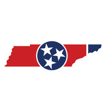 Tennessee Tn State Flag In Map Shape Icon
