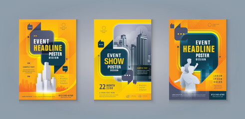 Wall Mural - business leaflet brochure flyer template design set. corporate flyer template a4 size, abstract blac