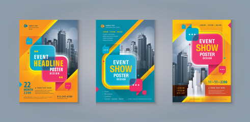 Wall Mural - business leaflet brochure flyer template design set. corporate flyer template a4 size, abstract squa