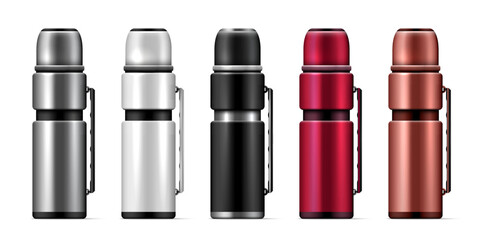 Poster - Realistic Thermos Icon Set