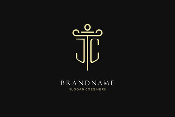 Wall Mural - Luxury modern monogram JC logo for law firm with pillar icon design style