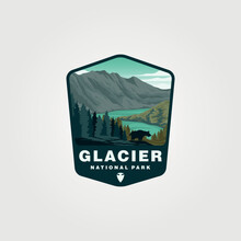 Vector Of Glacier National Park Vector Patch Logo Design