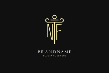 Wall Mural - Luxury modern monogram NF logo for law firm with pillar icon design style