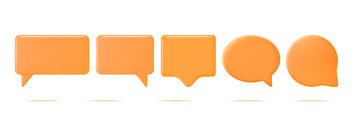 Aufkleber - 3D Blank Speech Bubbles Set Isolated.