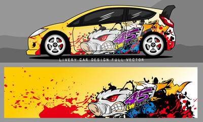 Wall Mural - van livery graphic vector. abstract grunge background design for vehicle vinyl wrap and car branding