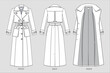 Women's Designer Trench Coat Technical Flat Sketch