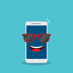 Smartphone with smile. Phone service, recovery and repair concept	