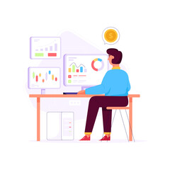 Canvas Print - A handy flat illustration of financial management 